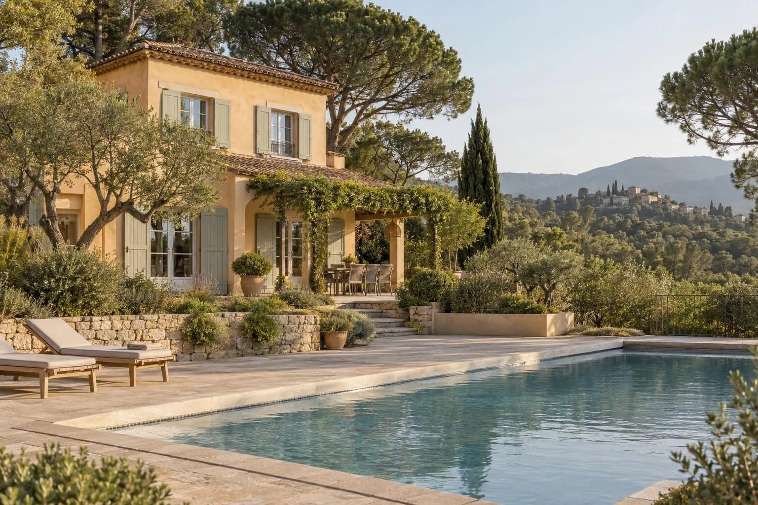 Villa with pool and village views