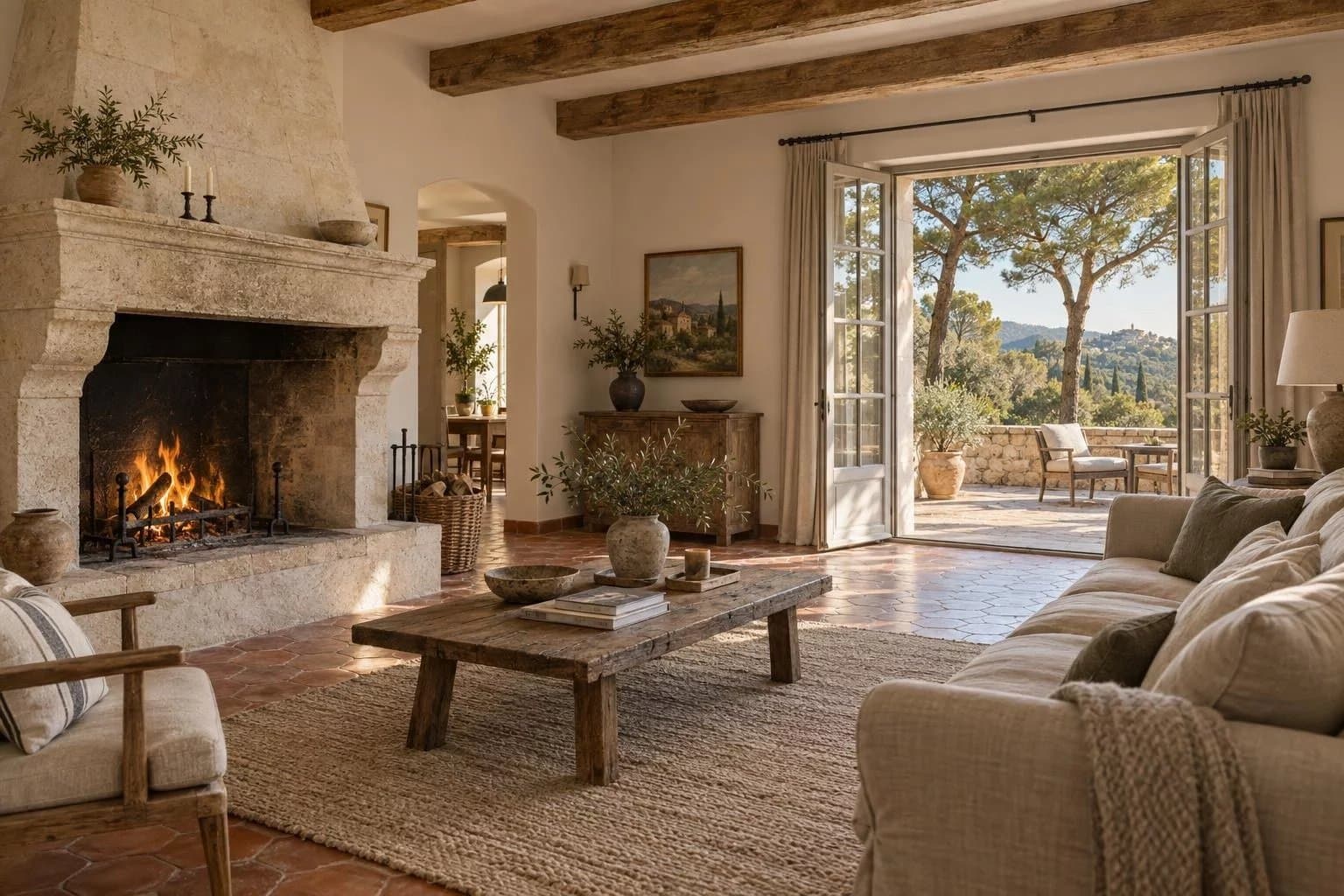 Villa with pool and village views