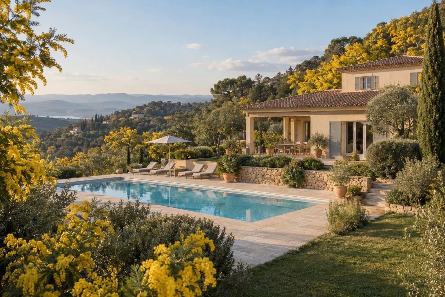 Villa with pool and sea view in Tanneron